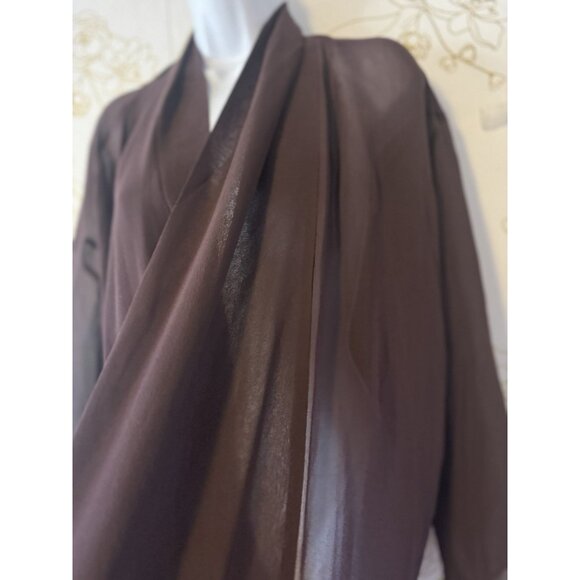 Eileen Fisher 100% Silk Georgette Large Crepe Long Kimono Sheer Brown NWT 077 - Picture 5 of 8
